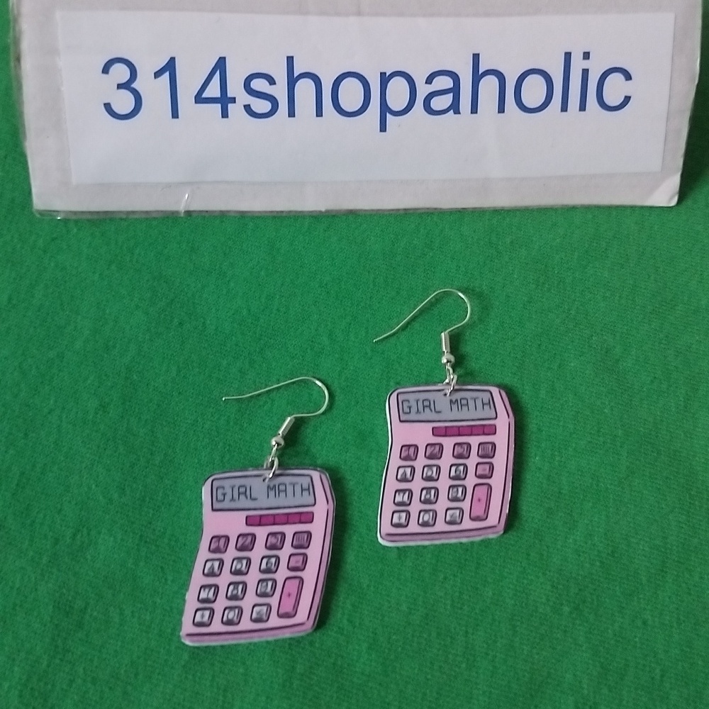 Pink Pierced Calculator Earrings
